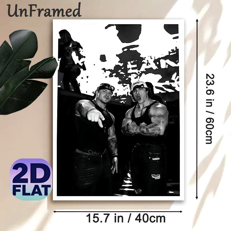 Muscular Tattooed Men Painting Poster, Monochrome Bold Portrait Poster, Edgy Dynamic Design Brings Striking Vibe, Ideal For Gym, Living Room Wall_maomaolike.com