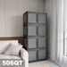 506QT 4-Pack Transparent Stackable Storage Bins With 5 Doors To Open With Wheels, Folding Plastic Craft Containers Large Closet Organizers Box For Bedrooms Living Rooms Study Kids' Toys, Black_maomaolike.com