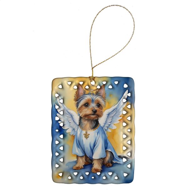 Silky Terrier My Angel Porcelain Ornament Christmas Tree Hanging Decorations For Home Christmas Holiday, Rectangle, Gift, Multicolor_maomaolike.com