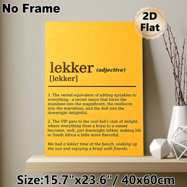 Lekker Definition Painting Poster, Warm-toned Minimalist Typographic Poster, Playful Word Definition Decor Ideal For Living Room, Cafe_maomaolike.com