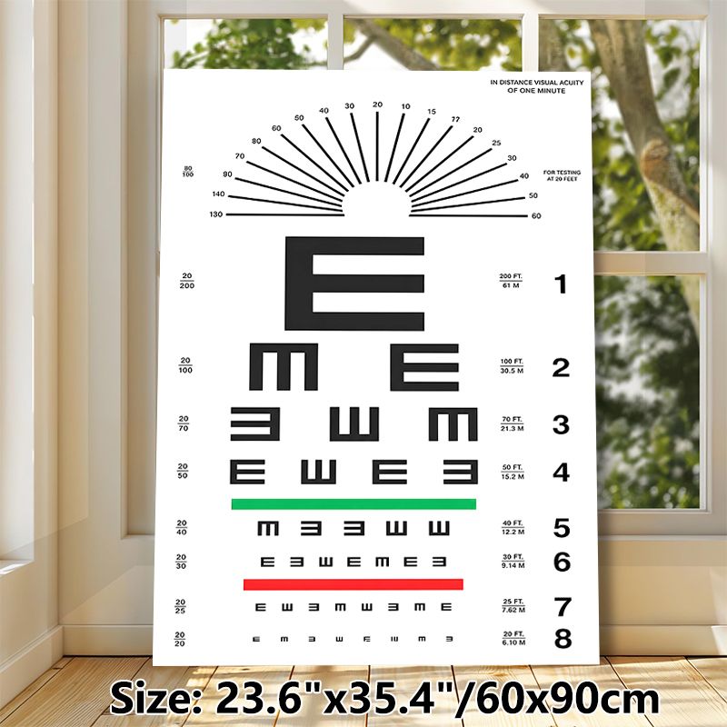 Eye Chart Painting Poster, Clear Monochrome Visual Acuity Test Poster, Practical For Vision Screening, Suitable For Clinics And Healthcare Spaces_maomaolike.com