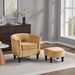 Velvet Accent Chair With Ottoman, Modern Barrel Chair Armchair For Living Room, Bedroom, Yellow_maomaolike.com