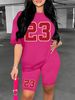 Women's Clothing Solid color all match digital printing two piece short sleeved shorts loose casual spring and summer_maomaolike.com