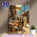 Middle Eastern Bazaar Painting Poster, Vibrant Oil-painting Style Bustling Market Scene Poster, Captures Lively Daily Life With Colorful Textiles_maomaolike.com