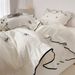 3pcs Bow Embroidery Bedding Ruffles Duvet Set (1*Duvet Cover + 2*Pillowcase, Without Core)for Bedroom Guest Room_maomaolike.com