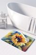 Sunflowers In Watercolor Memory Foam Kitchen Mat Machine Washable Anti-Fatigue Mat Cushion Comfort Bath Mat Or Kitchen Rug_maomaolike.com