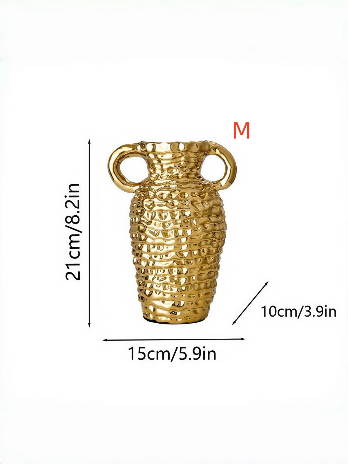 1PC Bump Design Art Contemporary Style Threaded Ceramic Vase Gold Fillable Water Ornament Flower Arrangement Vase_maomaolike.com