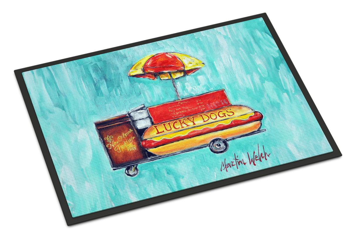 Hot Dog Cart Doormat Front Door Mat Indoor Outdoor Rugs For Entryway, Non Slip Washable Low Pile, 24H X 36W_maomaolike.com