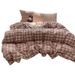 Wholesale INS Japanese Mixed Color Pure All-Cotton Simple Nordic Style Washed Cotton Plaid Four-Piece Set_maomaolike.com