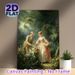 Vintage Aristocratic Couple Flower-picking Painting Poster, Elegant Rococo-style Pastoral Scene Poster, Soft-toned Romantic Artwork Ideal For Living_maomaolike.com