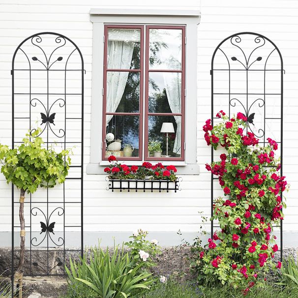 2 Pack Metal Garden Trellis 86.7" X 19.7" Rustproof Trellis For Climbing Plants Outdoor Flower Support Black_maomaolike.com
