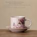 Fenru Kiln Flower Cat Coffee Cup Mug Home Office Afternoon Tea Cup Dish Set_maomaolike.com