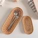 Japanese Handmade Rattan Small Tray Bread Snacks Cutlery Desktop Storage Fruit Snack Basket_maomaolike.com
