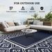 Reversible Outdoor Rug, Waterproof Plastic Straw With Carry Bag, 9 X 18, Blue & White Gourd Border_maomaolike.com