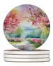 Michigan Blossoms In Watercolor Large Sandstone Coasters Pack Of 4 Absorbent Round Coasters Decor Gifts For Men Or Women, 4 In, Multicolor_maomaolike.com