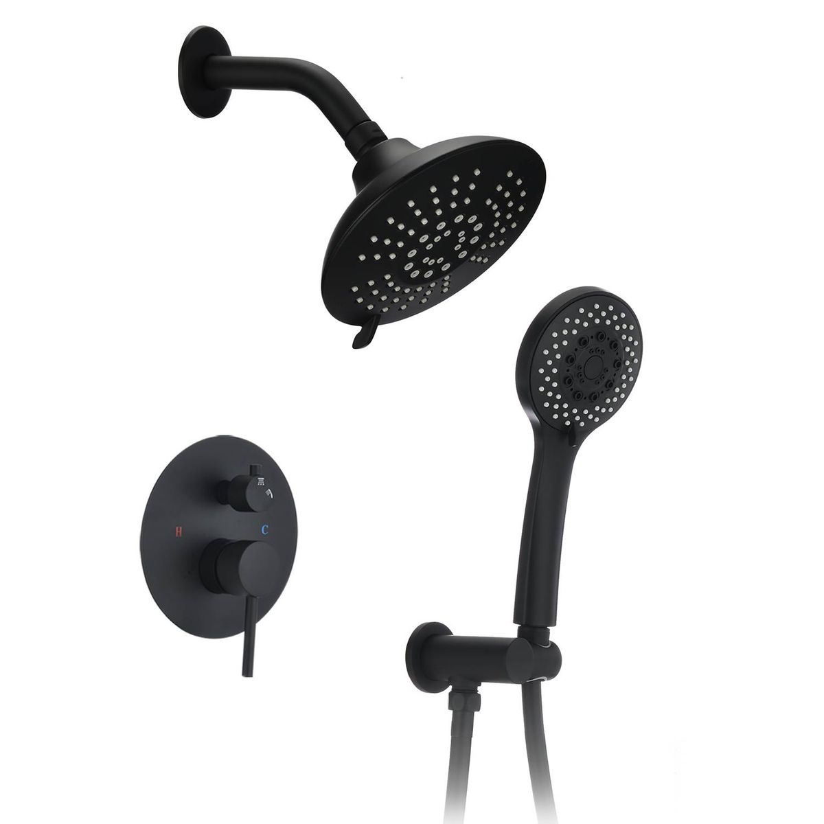 Round Shower System Wall Mounted Rain Mixer Combo Set_maomaolike.com