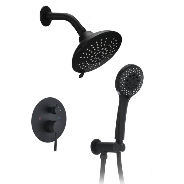 Round Shower System Wall Mounted Rain Mixer Combo Set_maomaolike.com