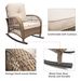 3Pcs Outdoor Patio Wicker Rocking Porch Chair With Waterproof Cushions,Khaki_maomaolike.com