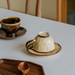 Vintage Kiln Transformed Glazed Relief Flower Ceramic Coffee Cup And Plate Set_maomaolike.com