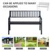 50ft Outdoor Bench Seat, Patio Bench With Slatted Seat, Metal Porch Bench, With 2 Person Design, For Poolside, Lawn, Black_maomaolike.com