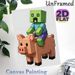 Pixel Zombie & Pig Painting Poster, Vibrant Pixelated Zombie Riding Pig Poster, Nostalgic Game-themed Decor Ideal For Game Room, Bedroom_maomaolike.com