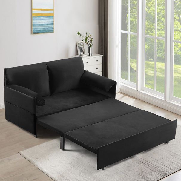 63inch Variable Sofa Bed With Double Armrest,
Black Velvet Fabric Sofa Bed,
Pull-down 80inch Comfortable Large Bed_maomaolike.com