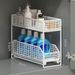 Bathroom Pull-out Under Sink Built-in Storage Rack Floor-standing Extendable Double-layer Basket_maomaolike.com