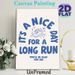 Running Motivational Painting Poster, Minimalist Blue Typographic With Running Shoes Graphic Poster, Inspiring Running Quote Decor Ideal For Home Gym_maomaolike.com