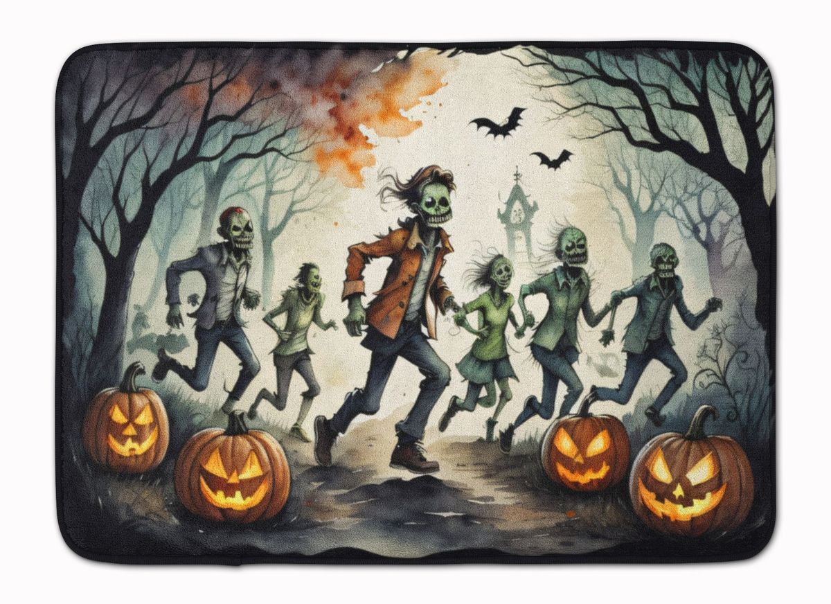 Zombies Spooky Halloween Memory Foam Kitchen Mat Machine Washable Anti-Fatigue Mat Cushion Comfort Bath Mat Or Kitchen Rug_maomaolike.com