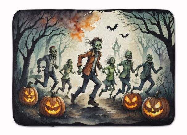 Zombies Spooky Halloween Memory Foam Kitchen Mat Machine Washable Anti-Fatigue Mat Cushion Comfort Bath Mat Or Kitchen Rug_maomaolike.com