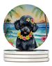 Black Poodle Luau Large Sandstone Coasters Pack Of 4 Absorbent Round Coasters Decor Gifts For Men Or Women, 4 In, Multicolor_maomaolike.com