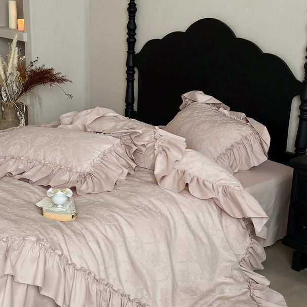Wholesale French Retro Pure Jacquard With Ruffled Edges, 100-Count Long-Staple Cotton, Brushed Cotton Four-Piece Set_maomaolike.com