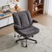 Criss Cross Legged Office Chair With Flip-Up Back Built-In Dynamic Airbag Lumbar Support, Wide Seat Desk Chair With Flip-Up Arms And Wheels, Modern Cross-Leg Chair For Home Office, Vanity, Gray_maomaolike.com