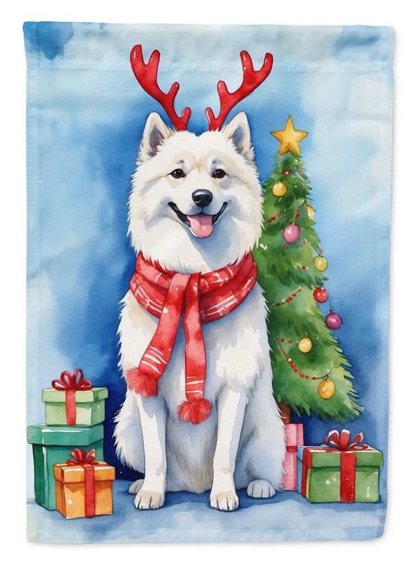 American Eskimo Christmas Reindeer House Flag Large Porch Sleeve Pole Decorative Outside Yard Banner Artwork Wall Hanging, Polyester, House Size, Multicolor_maomaolike.com