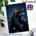 Crown Raven Painting Poster, Mysterious Realistic Dark Art Poster, Glossy Black Raven With Ornate Golden Crown, Dried Roses & Leaves, Elegant Gothic_maomaolike.com