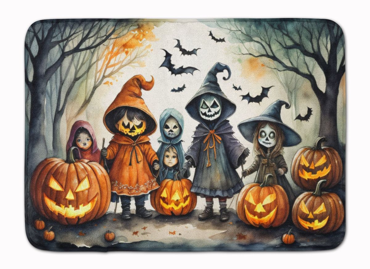 Trick Or Treaters Spooky Halloween Memory Foam Kitchen Mat Machine Washable Anti-Fatigue Mat Cushion Comfort Bath Mat Or Kitchen Rug_maomaolike.com