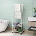 Stainless Steel Rolling Garment Rack With 2-Tier Shelves And 2 Hooks, Portable Metal And Plastic Clothes Organizer, Multipurpose Home Office Clothing Rack With Wheels_maomaolike.com