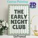 The Early Night Club Painting Poster, Soft Sage Green Striped With Scalloped Edge Poster, Playful Typography Decor Ideal For Bedroom, Living Room And_maomaolike.com