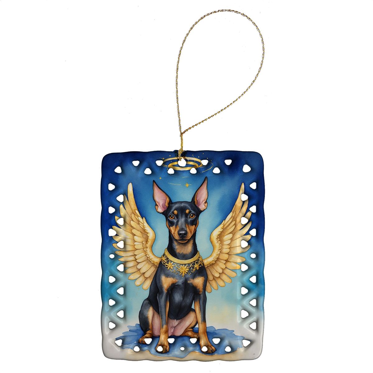 Terrier My Angel Porcelain Ornament Christmas Tree Hanging Decorations For Home Christmas Holiday, Rectangle, Gift, Multicolor_maomaolike.com