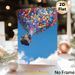 Flying House With Colorful Balloons Painting Poster, Vibrant Whimsical Animated Scene Poster, Uplifting Eye-catching Decor For Living Room, Bedroom_maomaolike.com