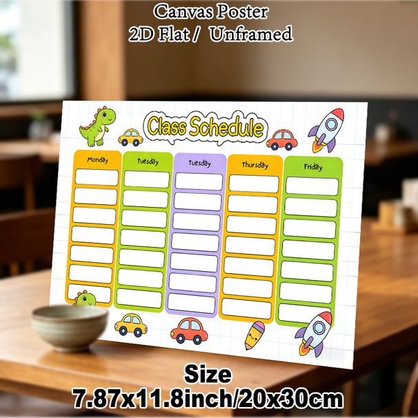 Class Schedule Painting Poster, Vibrant Cute Cartoon Style Poster, Practical Weekly Class Planner For Organizing Study Routines, Ideal For Classroom_maomaolike.com