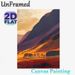 Mountain Sunset Landscape Painting Poster, Warm-toned Artistic Hills With Silhouetted Trees Poster, Calming Scenic Decor Suitable For Living Room_maomaolike.com