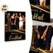 Glamorous "Inhale A Cocktail" Female Gathering Painting Poster, Elegant Golden & Black Glam Scene Poster, Stylish Lively Design Ideal For Bar, Living_maomaolike.com