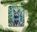 Russian Blue Cat By The Christmas Tree Porcelain Ornament Christmas Tree Hanging Decorations For Home Christmas Holiday, Rectangle, Gift, Multicolor_maomaolike.com