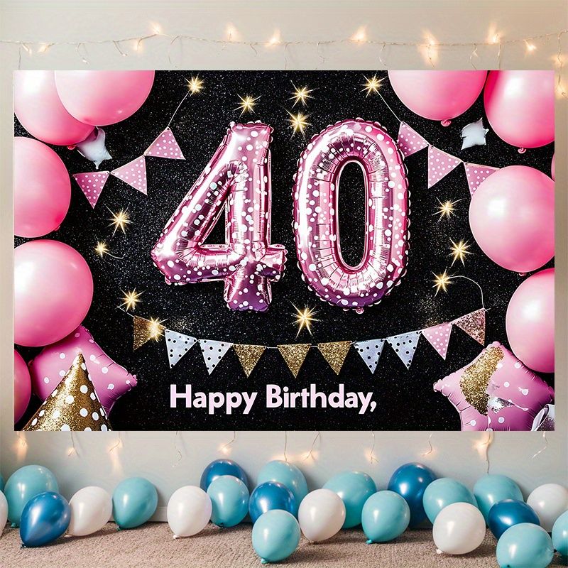 40th Birthday Party Banner - 2D Flat Polyester Backdrop, Wall Hanging Photo Props, Birthday Party Supplies_maomaolike.com