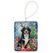 Bernese Mountain Dog Christmas Reindeer Porcelain Ornament Christmas Tree Hanging Decorations For Home Christmas Holiday, Rectangle, Gift, Multicolor_maomaolike.com