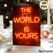 "The World Is Yours" Motivational Painting Poster, Warm Neon-style Typography With Dimmed Figure Poster, Inspiring Wall Decor For Home Office, Living_maomaolike.com
