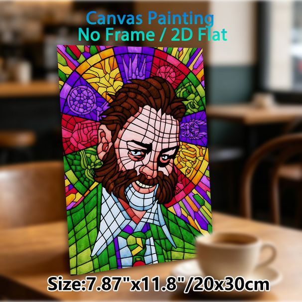 Bearded Man Stained Glass Style Painting Poster, Vibrant Colorful Mosaic Art Poster, Eye-catching Artistic Decor Ideal For Living Room And Office Wall_maomaolike.com