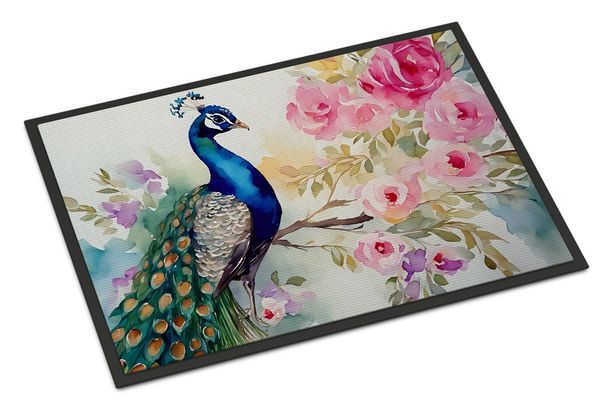 Peacock Doormat Front Door Mat Indoor Outdoor Rugs For Entryway, Non Slip Washable Low Pile, 24H X 36W_maomaolike.com