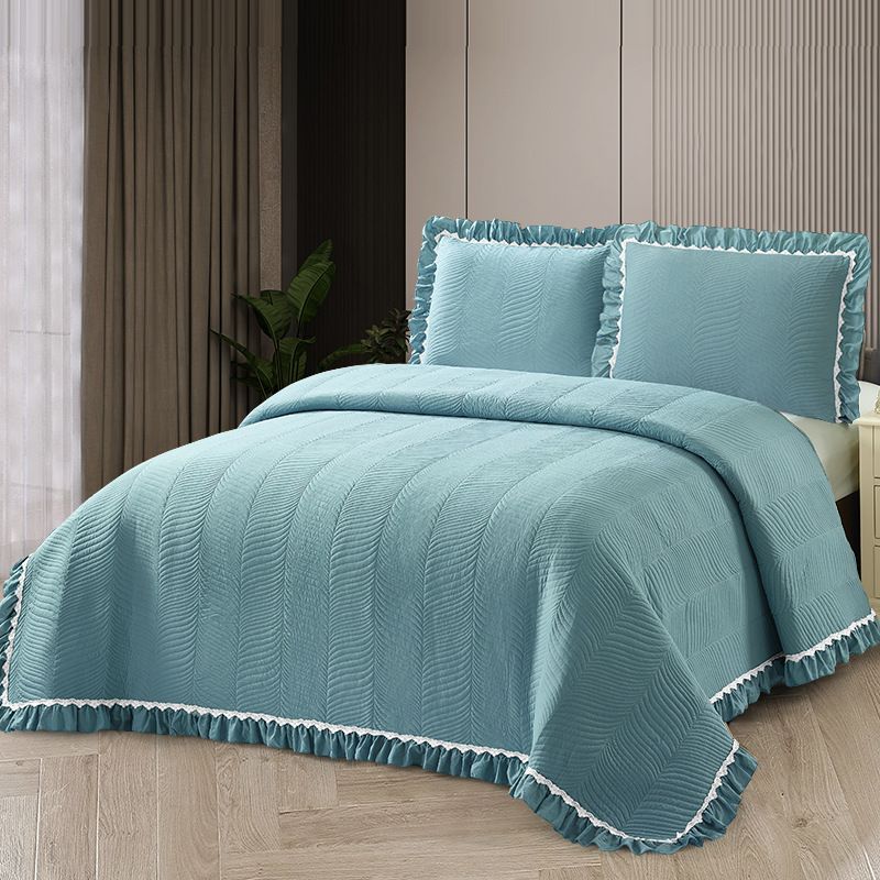 Quilted Bedspread Set 3-Piece Embroidered Lightweight Blanket All-Season Breathable Bedding Cover For Queen King Size_maomaolike.com